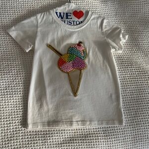 Lola + The Boys White Tee with Multicolor Beaded Ice Cream